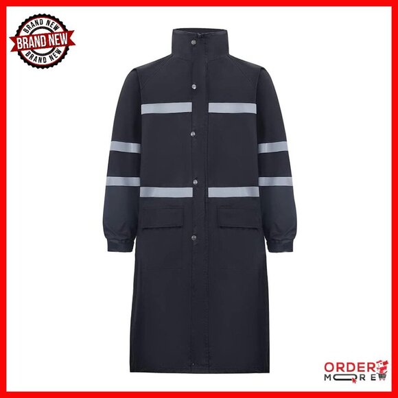 Men's Black Raincoat Turtleneck Jacket for Outdoor Activities